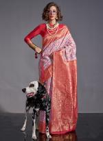 Modal Silk Light Pink Festival Wear Kashmiri Work Saree